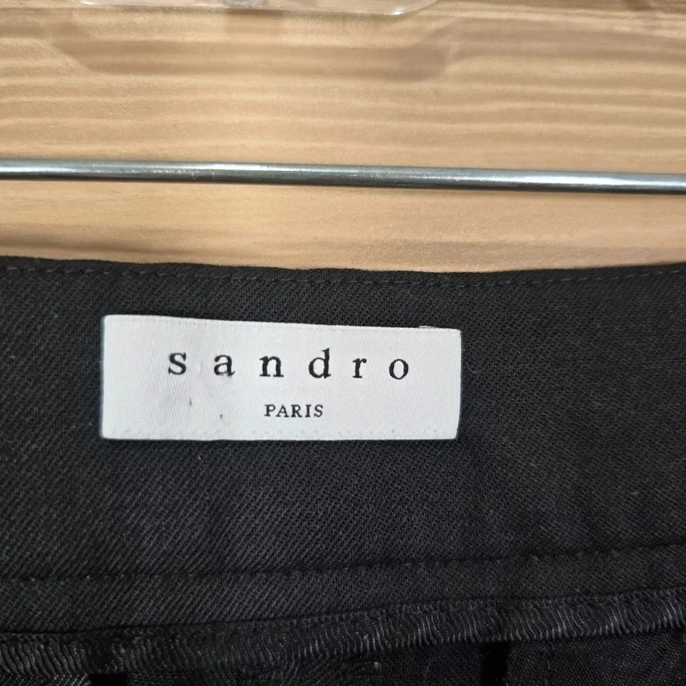 Sandro Paris‎ Womens Wool Blend Trouser Straight Leg Pants Black Size FR 36 US 6